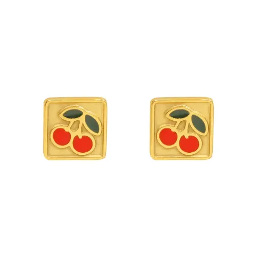 FXET512 Geometric square small cherry minimalist 18K earrings for women