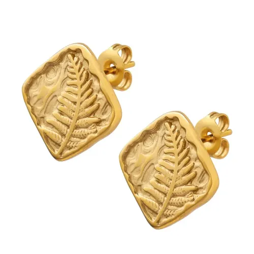 FXET538 Korean accessories leaf stud earrings small gold-plated ear jewelry for women