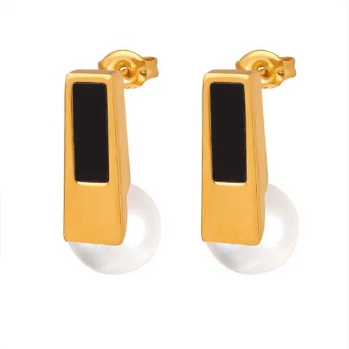FXET426 Korean stainless steel imitation pearl acrylic three-dimensional gold-plated earrings