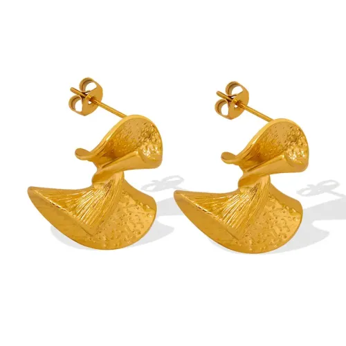 FXET119 Heavy workers create neutral accessories fan -shaped pressure -lined earrings stainless steel earrings