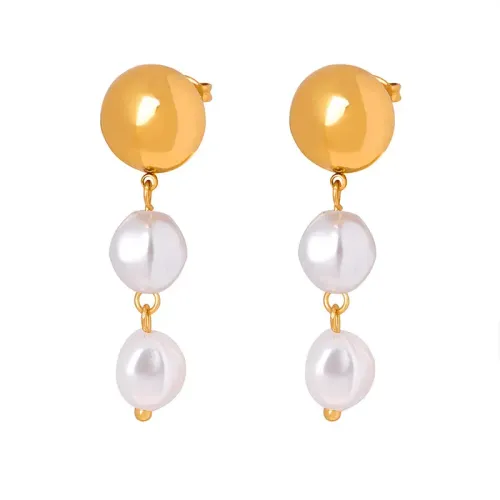 FXET276 Steel beads flowing Su Golden Bead Gold Earrings