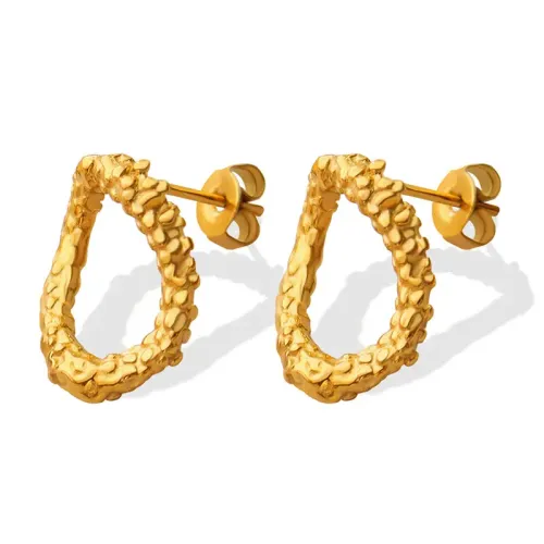 FXET674 Unisex Handcrafted Embossed Earrings Gold Plated Accessories