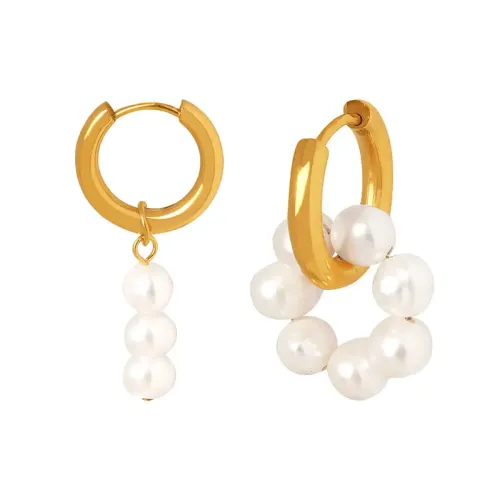 FXET53 Earrings Freshwater Pearl Earrings Gold Ear Rings Asymmetric earrings