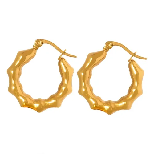 FXET594 Geometric C-shaped earrings colorfast 18K gold plated