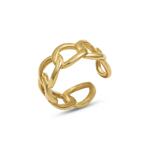 FXET720 18k gold plated hollow chain open ring jewelry
