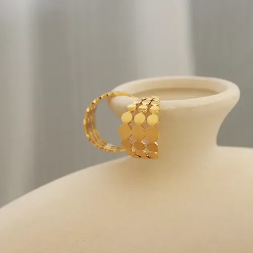 FXET474 Disc spliced C-shaped shiny earrings gold-plated earrings jewelry for women