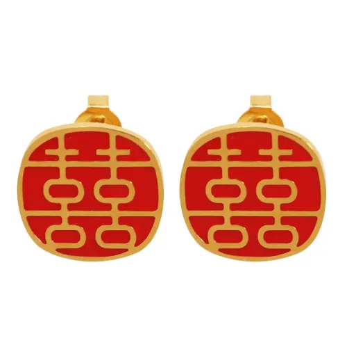 FXET736 Festive Chinese Oil Drop Earrings Women's Festive Earrings Stud Earrings