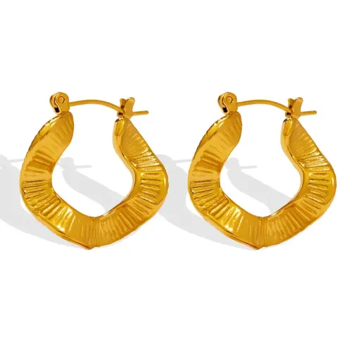 FXET348 Irregular alien ear buckle wave -shaped ear ring plated 18K real gold ear accessories
