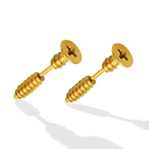 FXET682 American men's and women's gold-plated screw earrings hip-hop earrings jewelry