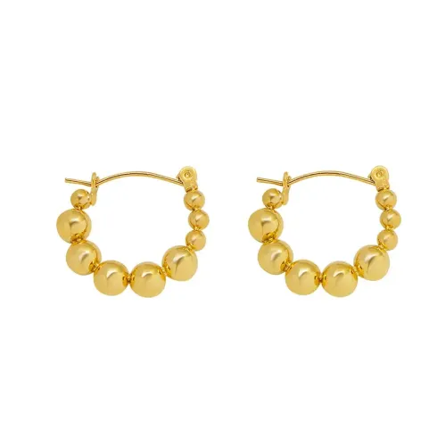 FXET509 Hong Kong small and large round bead stitching style earrings plated with 18 real gold earrings jewelry