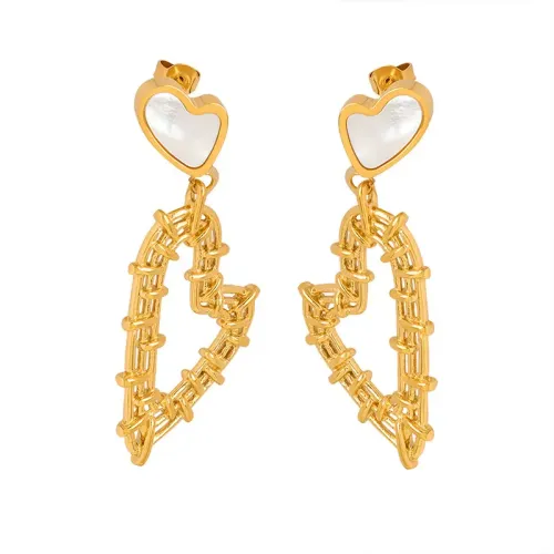 FXET443 Love braided hollow gold-plated earrings for women