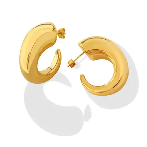 FXET198 Autumn and winter C -shaped geometric ear ring earring 18K real gold ear accessories