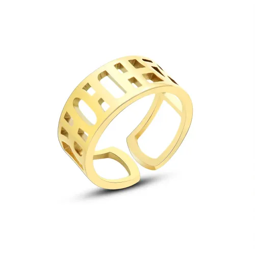 FXRT374 Unisex 18K Gold Plated engrave Hollow Tail Ring Non Adjustable Open Jewelry