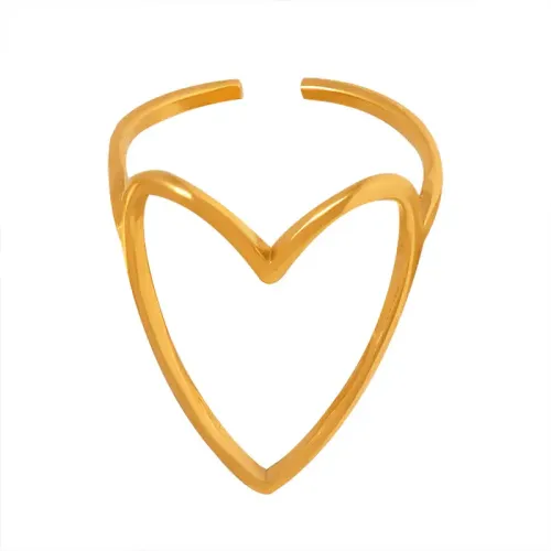 FXRT318 Chic Hollow Heart Love Ring for Women, Elegant Jewelry Accessory