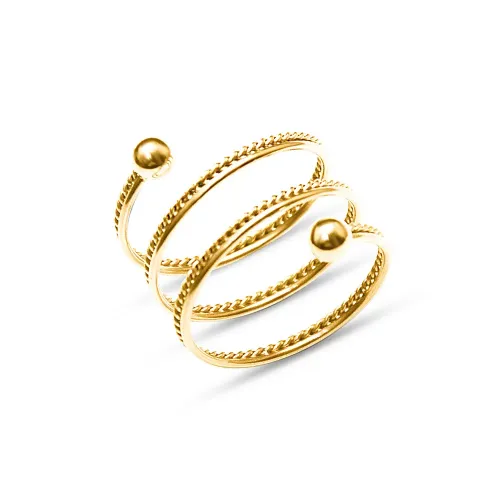 FXRT53 18K Gold Double Layered Spring Twist Adjustable Ring Ever Changing Jewelry