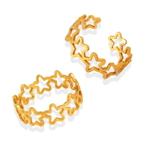 FXRT164 Women's Pentagram Hollow Open Ring, Adjustable Star Jewelry