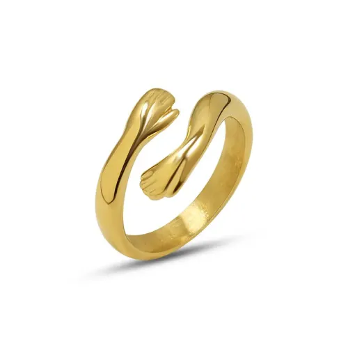 FXRT43 Adjustable Hug Hands Open Tail Ring Chic Index Finger Statement Jewelry