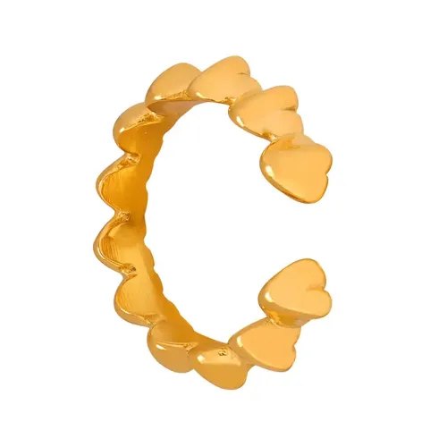 FXRT312 Electroplated Gold Heart Shaped Open Ring, Spliced Design Jewelry for Women