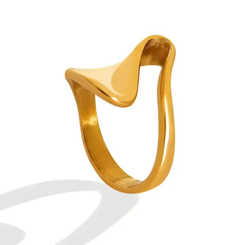 FXRT138 Modern Geometric Shaped Glossy Ring, Chic Minimalist Jewelry