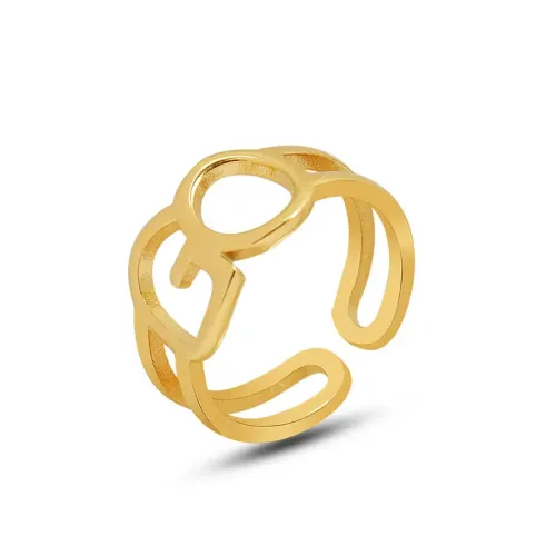FXRT364 18K Gold Plated Open Tail Ring Elegant Adjustable Finger Jewelry for Women