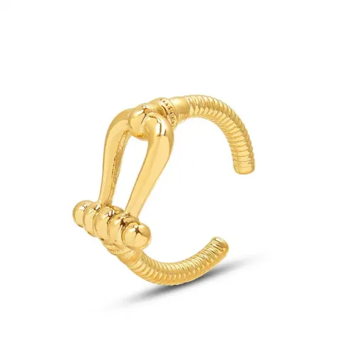 FXRT368 Unisex 18K Gold Electroplated Ring West Coast Hip Hop Hollow Open Design, Wholesale Jewelry
