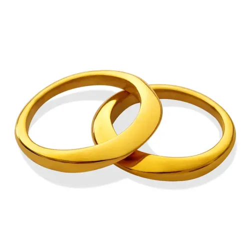 FXRT222 Gold Plated Chinese Geometric Unisex Faceted Ring Elegant Plain Band for Women & Men