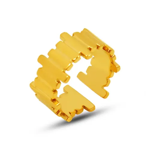 FXRT41 18K Real Gold Plated Long Geometric Ring Chic Open Design Jewelry for Women