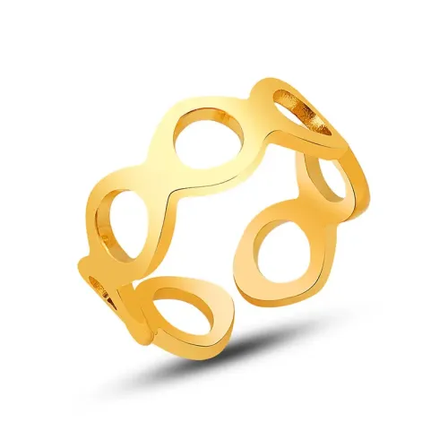 FXRT356 Chic 18K Real Gold Plated 8 Figure Hollow Open Ring Timeless Fine Jewelry