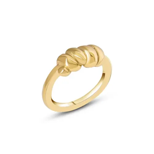 FXRT95 18K Gold Plated Geometric Twist Joint Ring Modern Elegance for Women