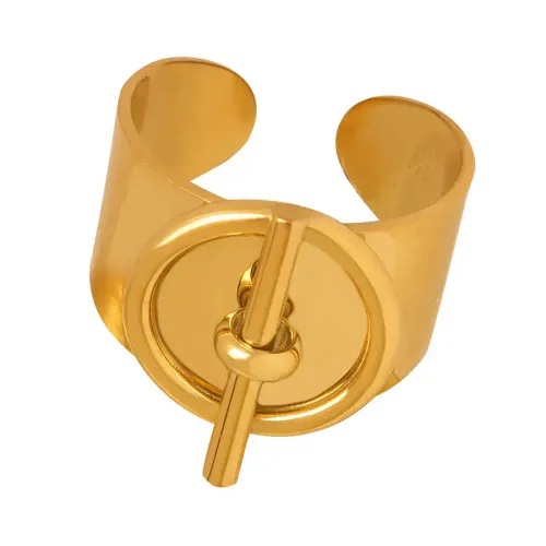 FXRT127 Hip Hop 18K Gold Plated Open Ring, Trendy Couple Jewelry for Women