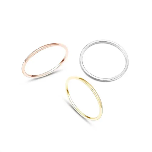 FXRT3 Stainless Steel Plain Hoop Couple Rings Minimalist Unisex Jewelry