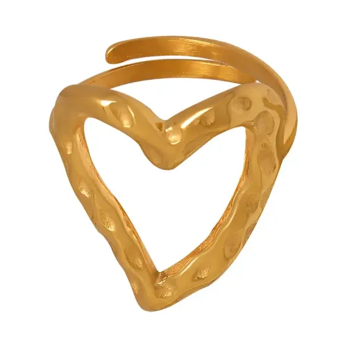 FXRT319 Gold Plated Durable Non Fading Irregular Heart Ring, Women's Fine Jewelry
