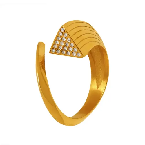 FXRT239 Chic Geometric Triangle Zirconia Ring Modern Minimalist Jewelry