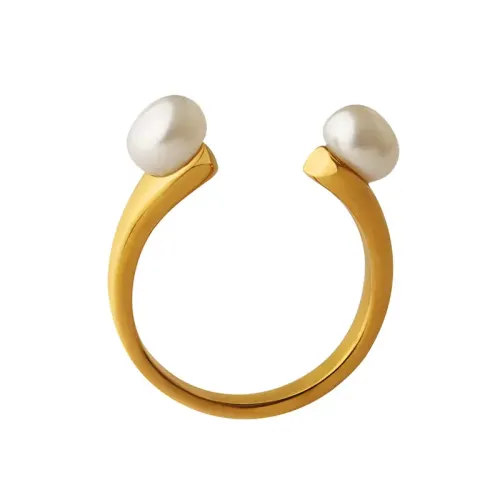 FXRT17 Baroque Freshwater Pearl U Shaped Ring Gold Plated Open Tail Adjustable Jewelry