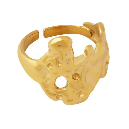 FXRT338 Irregular Pleated Water Ripple Ring, Unique Women's Textured Jewelry Accessory
