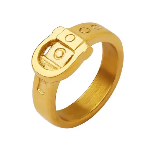 FXRT388 Artistic Buckle Style 18K Gold Plated Ring Trendy Jewelry for Fingers