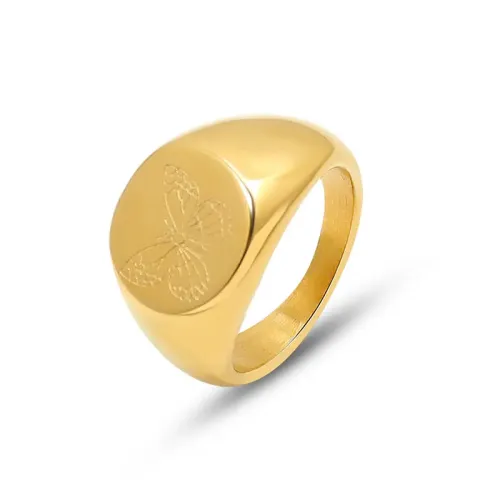 FXRT373 Wholesale Butterfly Peony Flower Ring 18K Real Gold Plated Jewelry Accessory