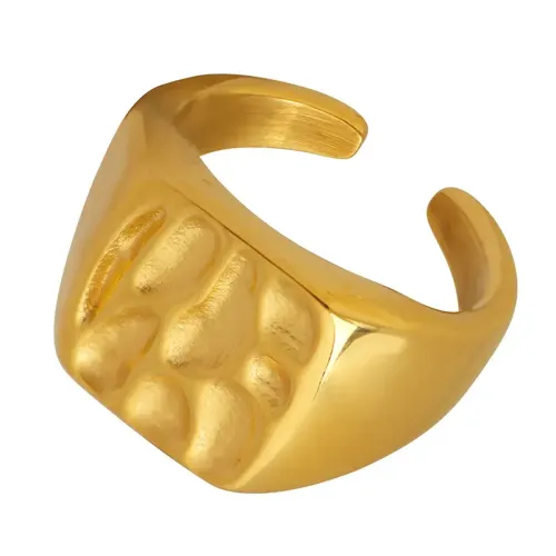 FXRT313 Adjustable Gold Plated Open Ring for Women, Elegant Minimalist Jewelry