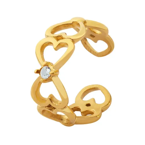 FXRT180 Chic Sweet Zircon Open Ring Set, Adjustable Sparkling Fashion Jewelry