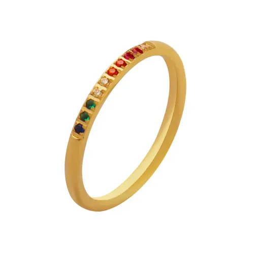 FXRT51 Multi Colored Zircon Baby's Breath Thin Stackable Ring Delicate Jewelry