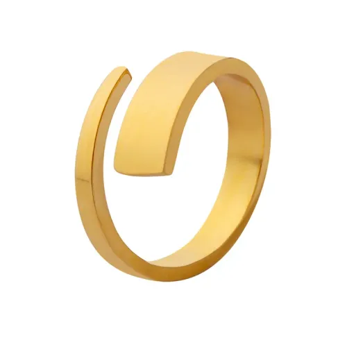 FXRT289 18K Gold Plated Steel Twist Ring Hip Hop Style Non Adjustable Women's Jewelry