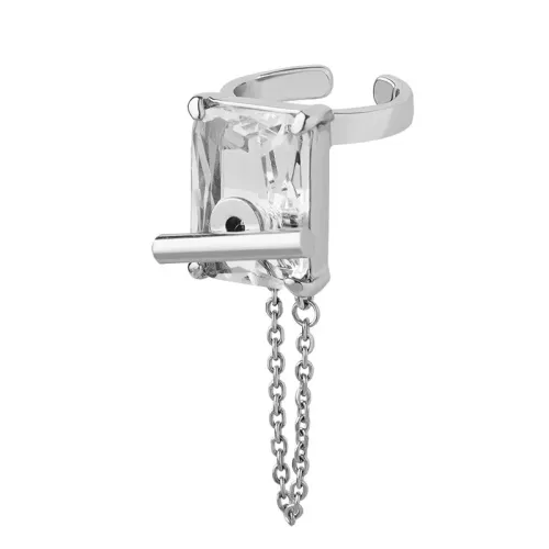 FXRT339 Zircon Inlaid Chain Tassel Open Ring, Elegant Women's Adjustable Jewelry Accessory