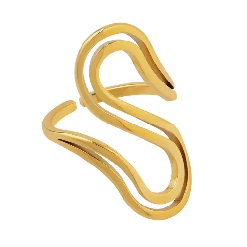 FXRT135 Elegant S Shaped Women's Open Ring, 18K Gold Plated Fashion Jewelry