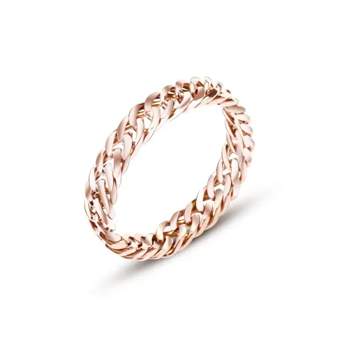 FXRT276 18K Gold Index Finger Ring with Side Chain Detail Elegant Women's Jewelry
