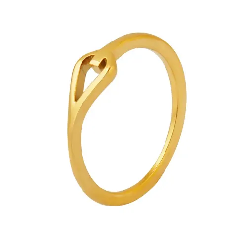 FXRT65 Delicate 18K Gold Plated Hollow Heart Ring Compact Plain Bestie Gift