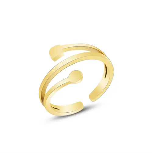 FXRT197 Korean Style Irregular Open Ring Non Adjustable 18K Real Gold Plated Jewelry