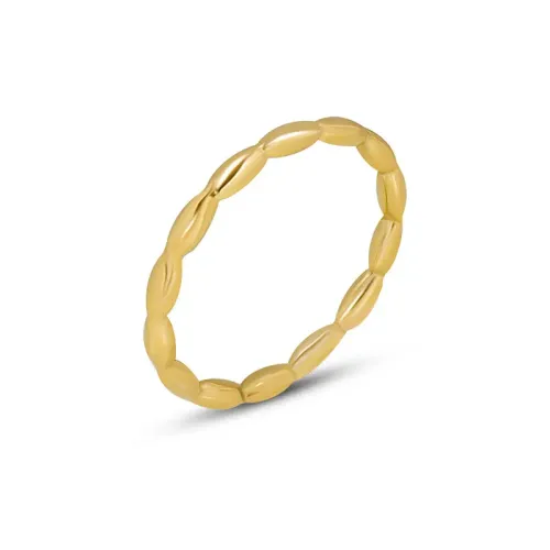 FXRT267 Elegant Stacked Plain Ring Women's 18K Real Gold Plated Tail Jewelry