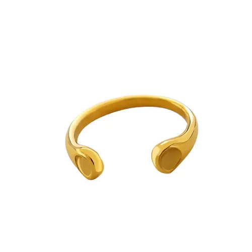 FXRT351 18K Real Gold Plated Open Glossy Finger Ring Luxurious Jewelry Accessory