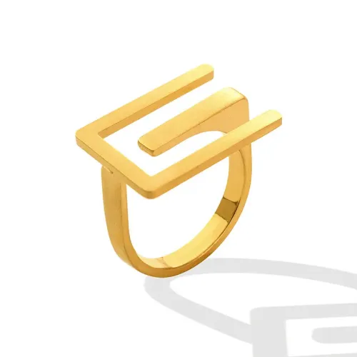 FXRT139 18K Gold Plated Mountain Font Index Finger Ring, Stylish Jinchuan Suffix Accessory