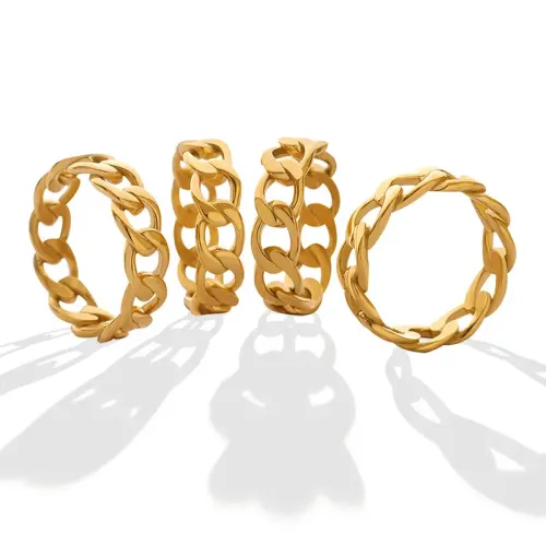 FXRT187 Unisex Golden Buddhist Geometric Rings Spiritual Jewelry for Men & Women